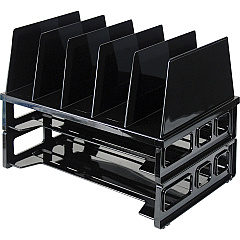 Officemate Sorter with Letter Trays 5 Compartment(s) - 10.25" Height x 13.50" Width x 9.12" Depth - Desktop - Stackable - Black - 1 Pack (22102)