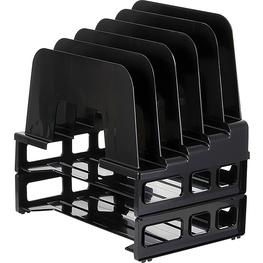 Officemate Tray/Incline Sorter Combo 5 Compartment(s) - 14" Height x 9.12" Width x 13.50" Depth - Desktop - Stackable - Black - 1 Pack (22112)