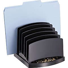 Officemate 2200 Series Incline Sorter 6 Compartment(s) - 6.37" Height x 7.50" Width x 7.50" Depth - Desktop - Black - Plastic - 1 Each (22222)