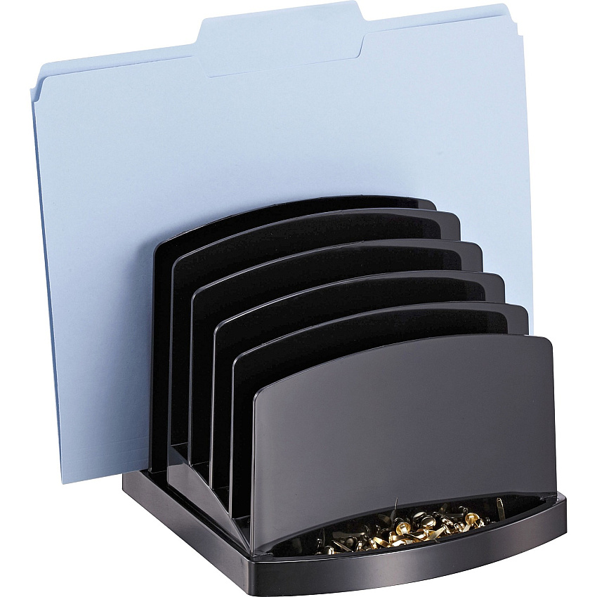 Officemate 2200 Series Incline Sorter 6 Compartment(s) - 6.37" Height x 7.50" Width x 7.50" Depth - Desktop - Black - Plastic - 1 Each (22222)
