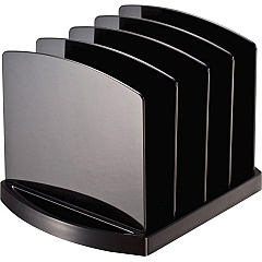 Officemate 2200 Series Standard File Sorter 4 Compartment(s) - 6.80" Height x 9.38" Width x 8" Depth - Desktop - Non-skid Base - Black - Plastic - 1 Each (22322)