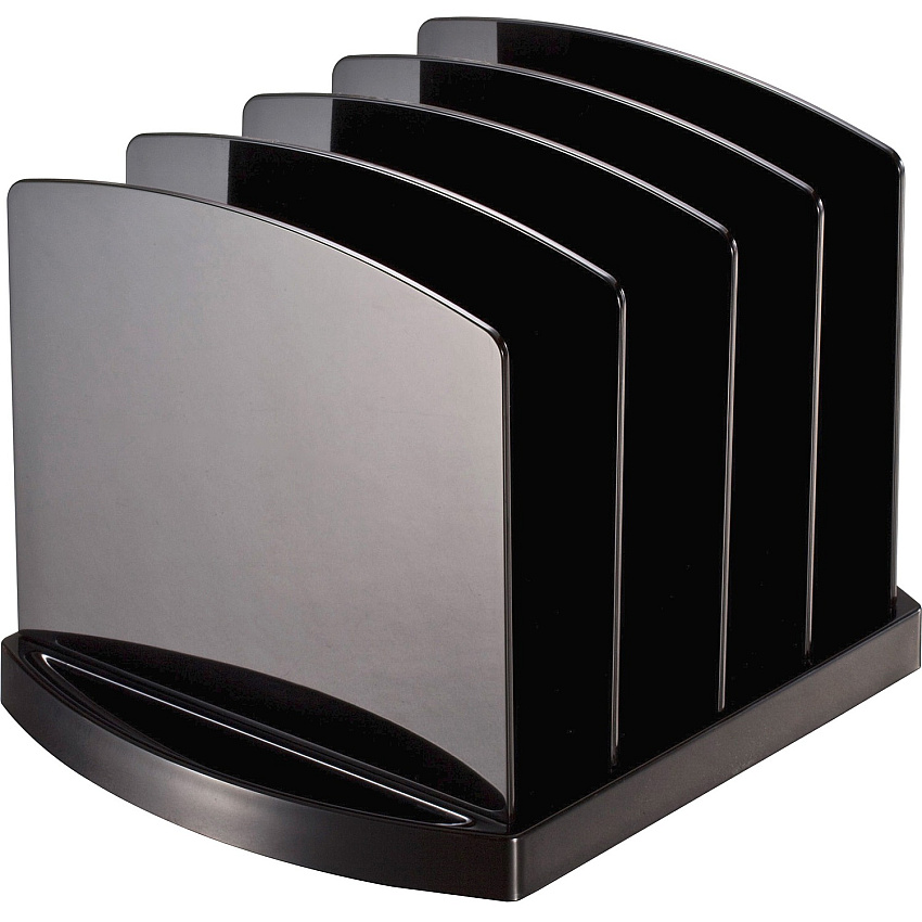 Officemate 2200 Series Standard File Sorter 4 Compartment(s) - 6.80" Height x 9.38" Width x 8" Depth - Desktop - Non-skid Base - Black - Plastic - 1 Each (22322)