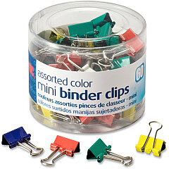 Officemate Binder Clips Mini - 0.25" Size Capacity - Assorted - Metal - 60 / Pack (31024)