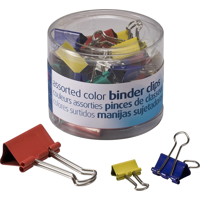 Officemate Binder Clips Medium - Assorted - 30 / Pack (31026)