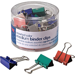 Officemate Binder Clips Medium - 0.63" Size Capacity - Assorted - 24 / Pack (31029)
