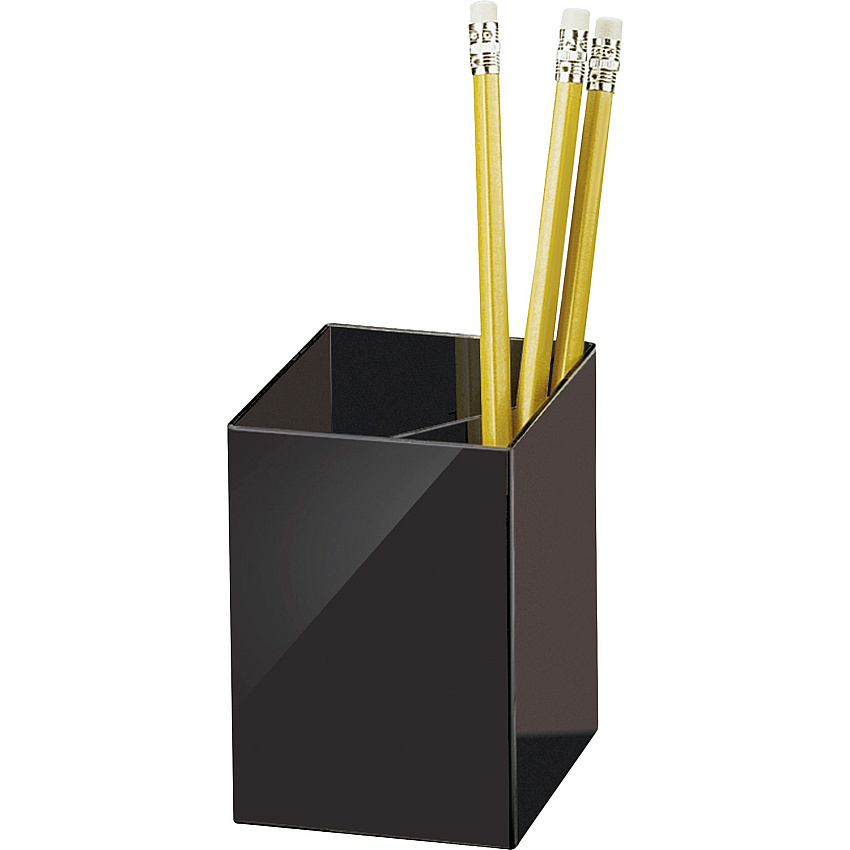 Officemate 3-Compartment Pencil Cup 4" Height x 2.9" Width x 2.9" Depth - Black - 1 Each (93681)