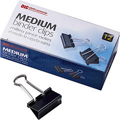 Officemate Binder Clips Medium - 2.4" Width - 0.62" Size Capacity - for File - Corrosion Resistant, Durable - Black - 12 / Box (99050)