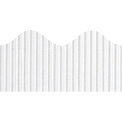 Bordette Decorative Border Rectangle with Scalloped Trim Shape - Pin-up - Fadeless - 2.25" Width x 600" Length - White - Paper - 1 Roll (37014) Bordette Decorative Border Rectangle with Scalloped Trim Shape - Pin-up - Fadeless - 2.25" Width x 600" Length - White - Paper - 1 Roll (37014)