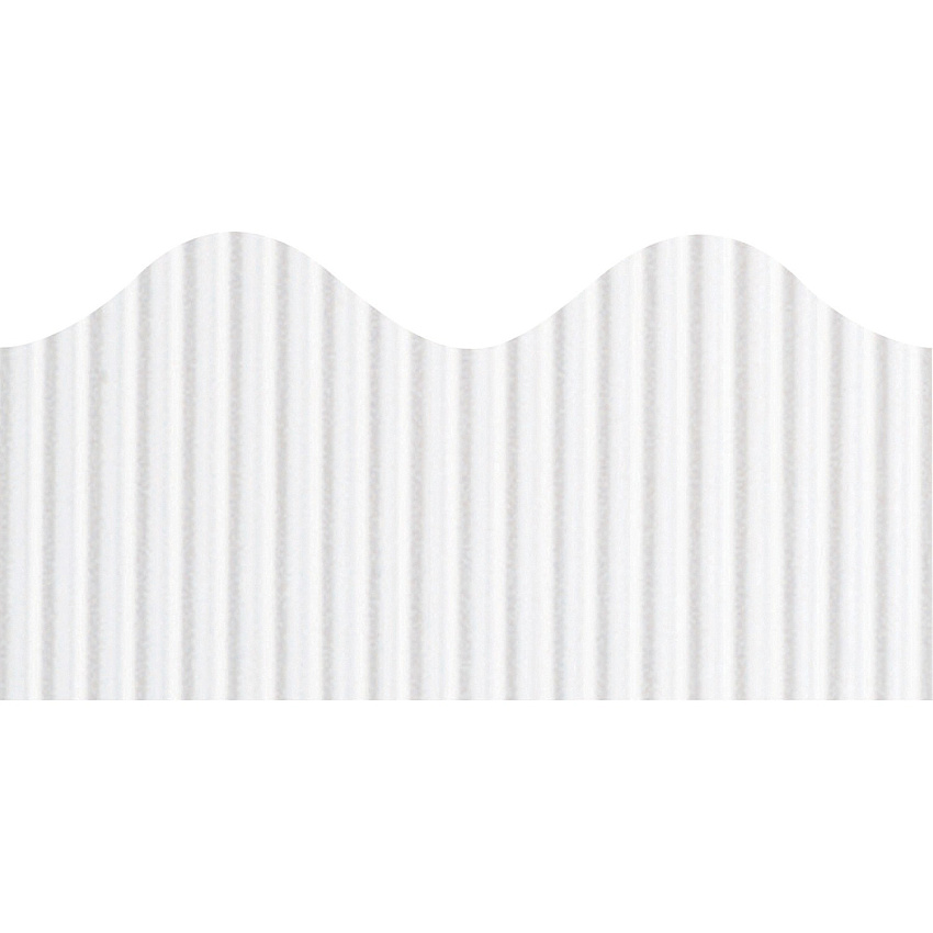Bordette Decorative Border Rectangle with Scalloped Trim Shape - Pin-up - Fadeless - 2.25" Width x 600" Length - White - Paper - 1 Roll (37014)