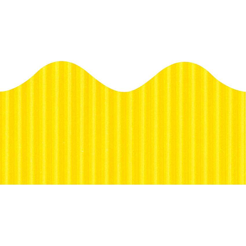 Bordette Decorative Border Rectangle with Scalloped Trim Shape - Pin-up - Fadeless - 4" Height x 2.25" Width x 600" Length - Canary - Paper - 1 Roll (37084)