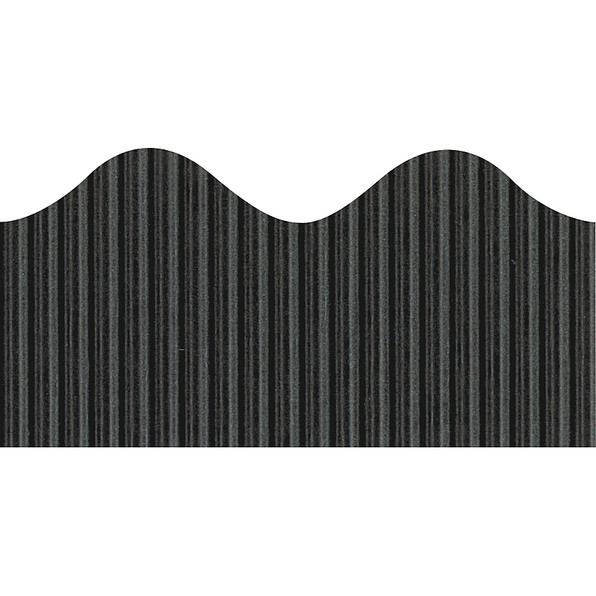 Bordette Decorative Border Rectangle with Scalloped Trim Shape - Pin-up - Fadeless - 2.25" Width x 600" Length - Black - Paper - 1 Roll (37304)