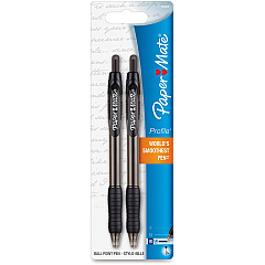 Paper Mate Retractable Profile Ballpoint Pens 1.4 mm Bold Pen Point - Refillable - Retractable - Black Ink - Black Barrel - 2 / Pack (89468)