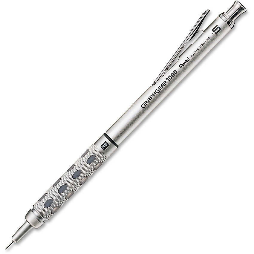 Pentel GraphGear 1000 Automatic Drafting Pencils 0.5 mm Lead - #2 - Refillable - Gray Barrel - 1 Each (PG1015A)