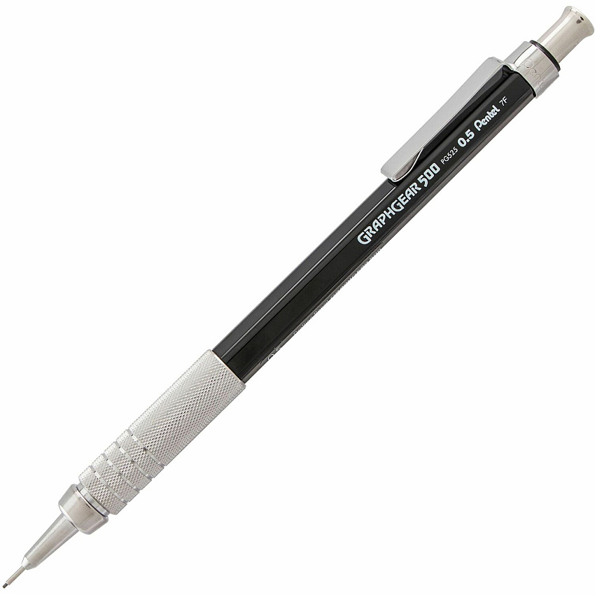 Pentel GraphGear 500 Mechanical Pencil 0.5 mm Lead - HB - Refillable - Black Barrel - 1 Each (PG525A)