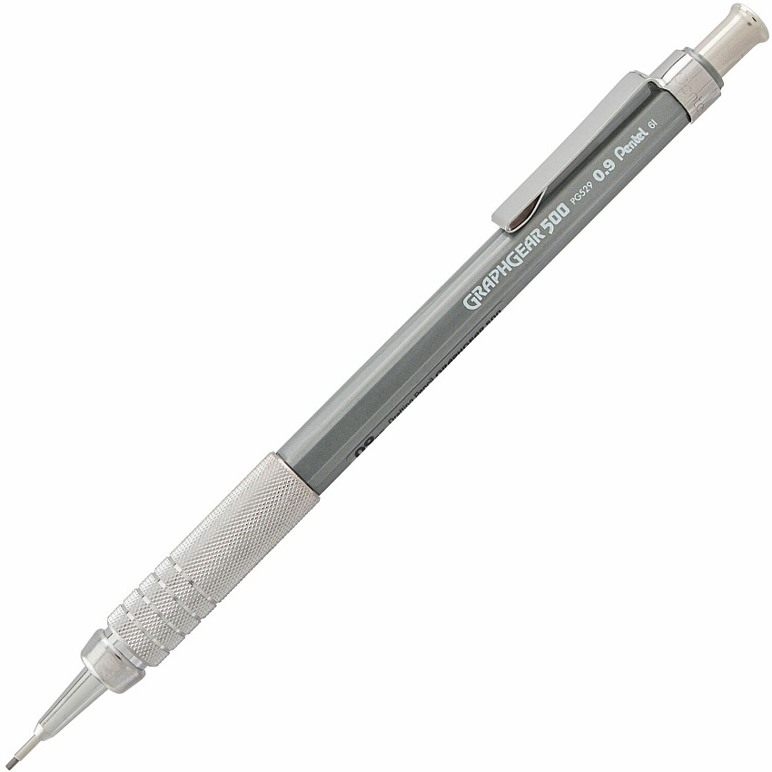 Pentel GraphGear 500 Mechanical Drafting Pencil 0.9 mm Lead - HB - Refillable - Gray Barrel - 1 Each (PG529N)