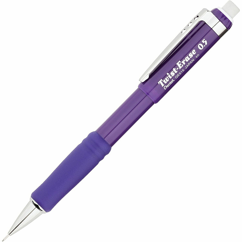 Pentel Twist-Erase III Mechanical Pencils 0.5 mm Black Lead - #2 - Refillable - Violet Barrel - 1 Each (QE515V)