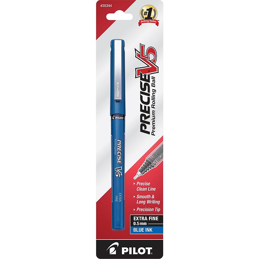 Pilot Precise V5 Premium Rolling Ball Pen 0.5 mm Extra Fine Pen Point - Blue Ink - 1 Pack (35344)