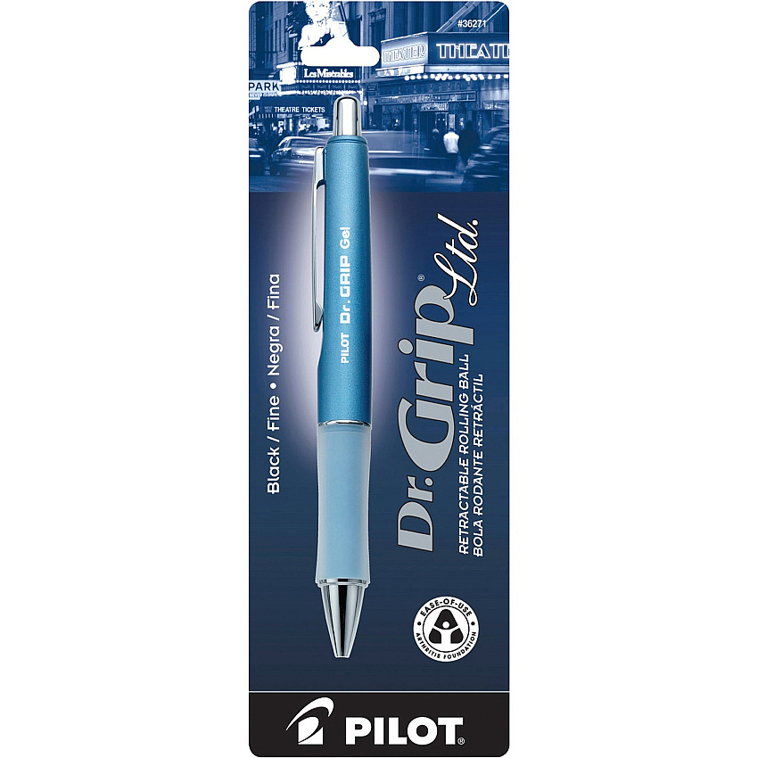 Pilot Dr. Grip Retractable Gel Rollerball Pens 0.7 mm Fine Pen Point - Refillable - Retractable - Black Ink - Gel-based - Ice Blue Barrel - 1 Pack (36271)