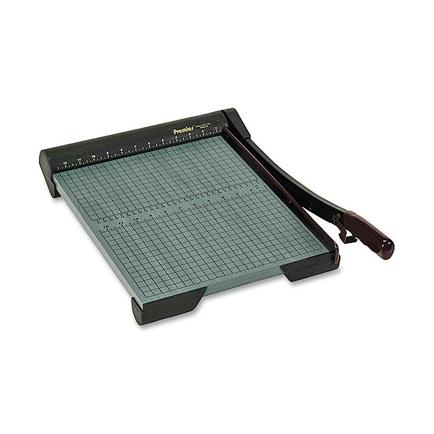 Premier Heavy-Duty Wood Series Paper Trimmers 20 Sheet Cutting Capacity - 1 Steel Blade - 15" Cutting Length - 4.3" Height x 17" Width x 24" Depth - Non-skid Rubber Feet, Heavy Duty, Locking Blade - Wood, Steel - Green - 1 Each (W15)