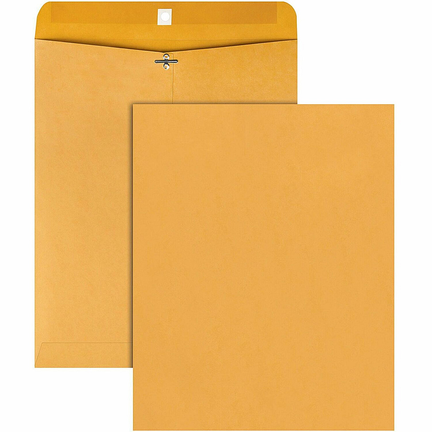 Quality Park 11-1/2 x 14-1/2 Clasp Envelopes with Deeply Gummed Flaps Clasp - #105 - 11 1/2" Width x 14 1/2" Length - 28 lb - Gummed - Kraft - Kraft - 100 / Box (37905)