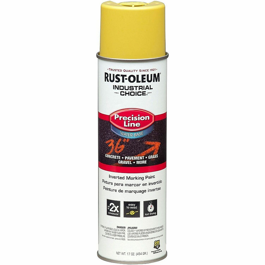 Rust-Oleum Industrial Choice White M1800 Marking Paint Spray Aerosol - High Visibility Yellow - 1.06 lb - 1 Each (203034)