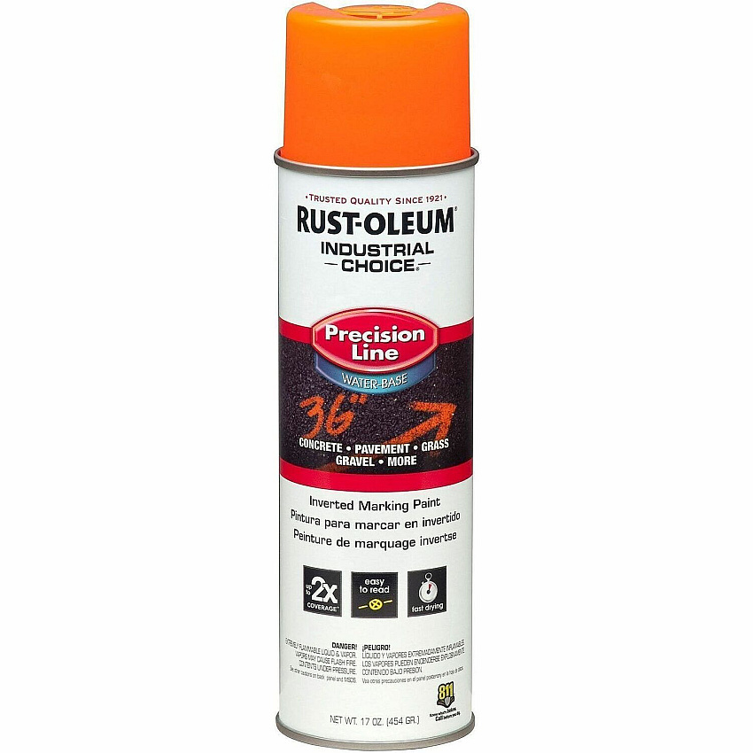 Rust-Oleum Industrial Choice White M1800 Marking Paint Spray Aerosol - Fluorescent Orange - 1.06 lb - 1 Each (203036)