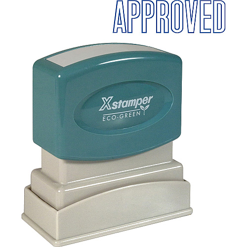 Xstamper APPROVED Title Stamp Message Stamp - APPROVED - 0.50" Impression Width x 1.63" Impression Length - 100000 Impression(s) - Blue - Recycled - 1 Each (1008)