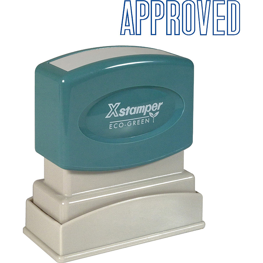 Xstamper APPROVED Title Stamp Message Stamp - APPROVED - 0.50" Impression Width x 1.63" Impression Length - 100000 Impression(s) - Blue - Recycled - 1 Each (1008)