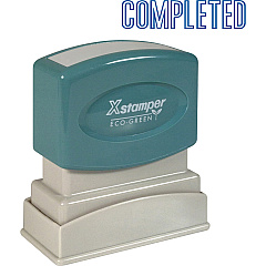 Xstamper COMPLETED Title Stamp Message Stamp - COMPLETED - 0.50" Impression Width x 1.63" Impression Length - 100000 Impression(s) - Blue - Recycled - 1 Each (1026) Xstamper COMPLETED Title Stamp Message Stamp - COMPLETED - 0.50" Impression Width x 1.63" Impression Length - 100000 Impression(s) - Blue - Recycled - 1 Each (1026)