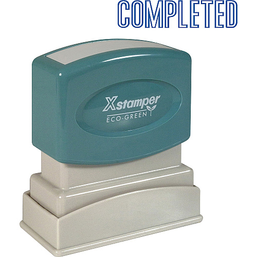 Xstamper COMPLETED Title Stamp Message Stamp - COMPLETED - 0.50" Impression Width x 1.63" Impression Length - 100000 Impression(s) - Blue - Recycled - 1 Each (1026)