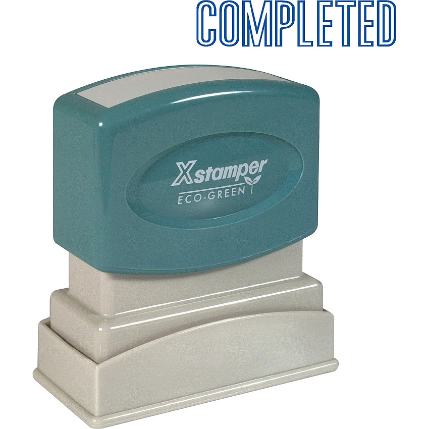 Xstamper COMPLETED Title Stamp Message Stamp - COMPLETED - 0.50" Impression Width x 1.63" Impression Length - 100000 Impression(s) - Blue - Recycled - 1 Each (1026)