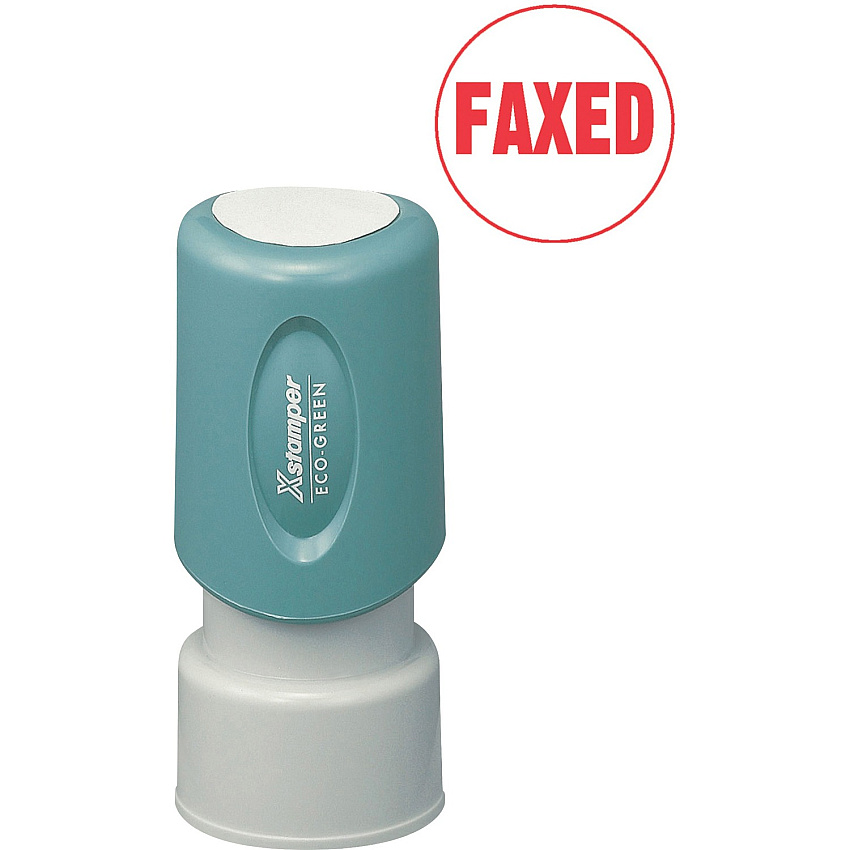 Xstamper Pre-Inked FAXED Stamp Message Stamp - FAXED - 0.63" Impression Diameter - Red - Recycled - 1 Each (11409)
