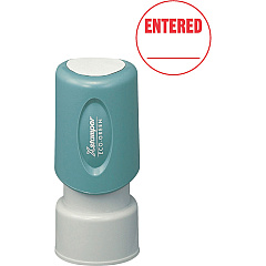 Xstamper Pre-Inked ENTERED Stamp Message Stamp - ENTERED - 0.63" Impression Diameter - Red - Recycled - 1 Each (11418)