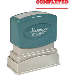 Xstamper COMPLETED Stamp Message Stamp - COMPLETED - 0.50" Impression Width x 1.63" Impression Length - 100000 Impression(s) - Red - Recycled - 1 Each (1214) Xstamper COMPLETED Stamp Message Stamp - COMPLETED - 0.50" Impression Width x 1.63" Impression Length - 100000 Impression(s) - Red - Recycled - 1 Each (1214)