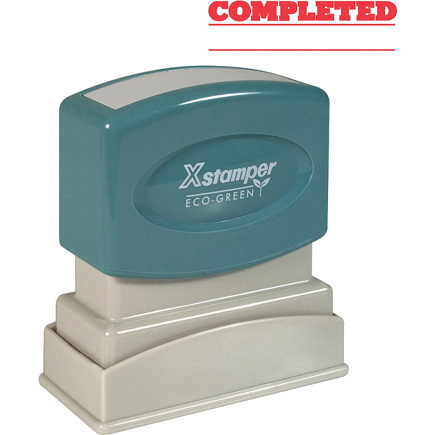 Xstamper COMPLETED Stamp Message Stamp - COMPLETED - 0.50" Impression Width x 1.63" Impression Length - 100000 Impression(s) - Red - Recycled - 1 Each (1214)