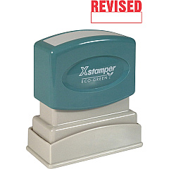 Xstamper REVISED Title Stamp Message Stamp - REVISED - 0.50" Impression Width x 1.63" Impression Length - 100000 Impression(s) - Red - Recycled - 1 Each (1219)