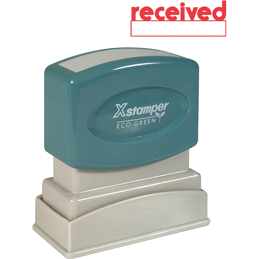 Xstamper RECEIVED Window Title Stamp Message Stamp - RECEIVED - 0.50" Impression Width x 1.63" Impression Length - 100000 Impression(s) - Red - Recycled - 1 Each (1223)