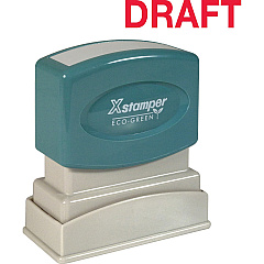 Xstamper DRAFT Stamp Message Stamp - DRAFT - 0.50" Impression Width x 1.63" Impression Length - 100000 Impression(s) - Red - Recycled - 1 Each (1360) Xstamper DRAFT Stamp Message Stamp - DRAFT - 0.50" Impression Width x 1.63" Impression Length - 100000 Impression(s) - Red - Recycled - 1 Each (1360)