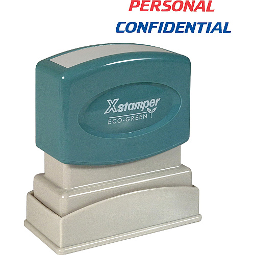 Xstamper PERSONAL CONFIDENTIAL Stamp Message Stamp - PERSONAL/CONFIDENTIAL - 0.50" Impression Width - 100000 Impression(s) - Red, Blue - Polymer Polymer - Recycled - 1 Each (2029)