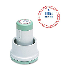Xstamper XpeDater RECEIVED Rotary Time Stamp Message/Date & Time Stamp - RECEIVED - 1.75" Impression Diameter - Red, Blue - 1 Each (22402)