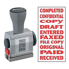 Xstamper 10-In-1 Phrase Stamp Message Stamp - COMPLETED, CONFIDENTIAL, COPY, DRAFT, ENTERED, FAXED, FILE COPY, ORIGINAL, PAID, RECEIVED - 0.19" Impression Width x 1.50" Impression Length - Red - 1 Each (81041) Xstamper 10-In-1 Phrase Stamp Message Stamp - COMPLETED, CONFIDENTIAL, COPY, DRAFT, ENTERED, FAXED, FILE COPY, ORIGINAL, PAID, RECEIVED - 0.19" Impression Width x 1.50" Impression Length - Red - 1 Each (81041)