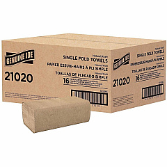 Genuine Joe Paper Towel Single fold 250 sheets Natural 1 Ply - Singlefold - 10.25" Width x 9.10" Length - embossed design - Natural - Fiber, Kraft - 250 Sheets/Pack - 16 / Carton (GJO21020) Genuine Joe Paper Towel Single fold 250 sheets Natural 1 Ply - Singlefold - 10.25" Width x 9.10" Length - embossed design - Natural - Fiber, Kraft - 250 Sheets/Pack - 16 / Carton (GJO21020)