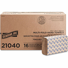 Genuine Joe Paper Towel Multi fold 250 sheets Natural 1 Ply - Multifold - 9.25" Width x 9.40" Length - embossed design - Natural - Paper, Fiber - 250 Sheets/Pack - 16 / Carton (GJO21040) Genuine Joe Paper Towel Multi fold 250 sheets Natural 1 Ply - Multifold - 9.25" Width x 9.40" Length - embossed design - Natural - Paper, Fiber - 250 Sheets/Pack - 16 / Carton (GJO21040)
