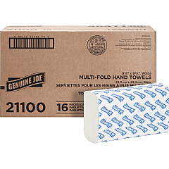 Genuine Joe Paper Towel Multi fold 250 sheets White 1 Ply - Multifold - 9.20" Width x 9.40" Length - embossed design - White - Paper, Fiber - 250 Sheets/Pack - 16 / Carton (GJO21100) Genuine Joe Paper Towel Multi fold 250 sheets White 1 Ply - Multifold - 9.20" Width x 9.40" Length - embossed design - White - Paper, Fiber - 250 Sheets/Pack - 16 / Carton (GJO21100)