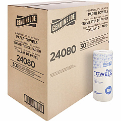 Genuine Joe Kitchen Roll Flexible Size Towels 2 Ply - 1 5/8" Core - White - 30 / Carton (GJO24080) Genuine Joe Kitchen Roll Flexible Size Towels 2 Ply - 1 5/8" Core - White - 30 / Carton (GJO24080)