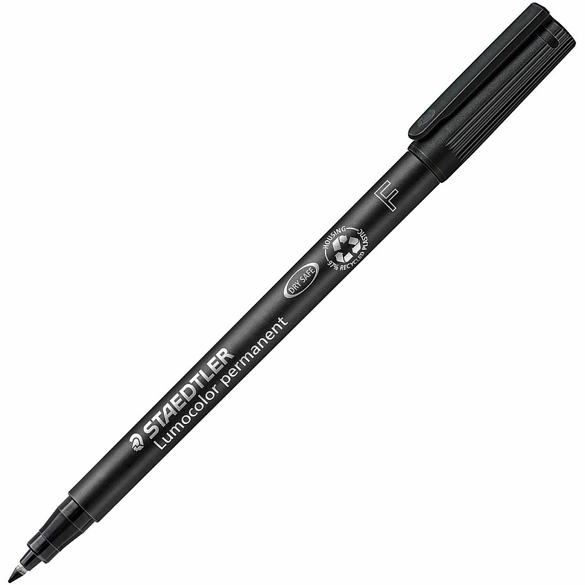 Staedtler Lumocolor Permanent Pens Black Ink - Black Polypropylene Barrel - 10 / Box (3189)
