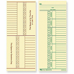 TOPS Named Days/Overtime Time Cards 3.37" x 8.25" Sheet Size - Yellow - Manila Sheet(s) - Green, Red Print Color - 100 / Pack (12603)