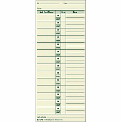 TOPS Job Cards Time Cards 3.50" x 8.50" Sheet Size - Yellow - Manila Sheet(s) - Green Print Color - 500 / Box (1290)