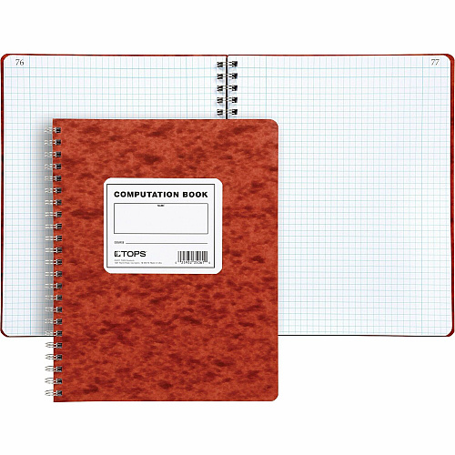 TOPS Engineer's Research & Computation Book 76 Sheets - Wire Bound - 9 1/2" x 11 3/4" Sheet Size - Ivory Paper - Red Cover - Numbered, Heavyweight - 1 Each (35061)