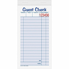 TOPS 2-part Carbonless Guest Check Books 2 Part - 3.37" x 5.50" Sheet Size - Blue, Green, Red Print Color - 10 / Pack (45702)